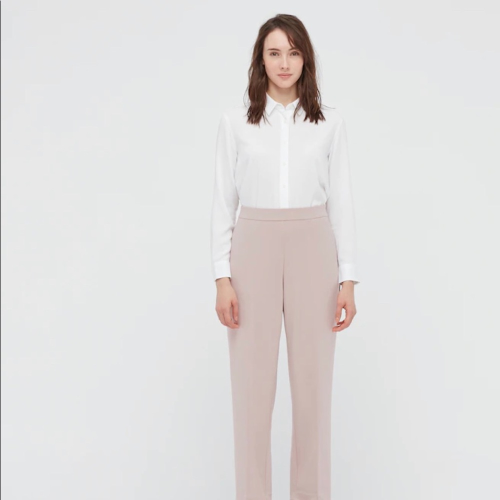 Uniqlo- WOMEN STRETCH DOUBLE FACE STRAIGHT PANTS - Blush